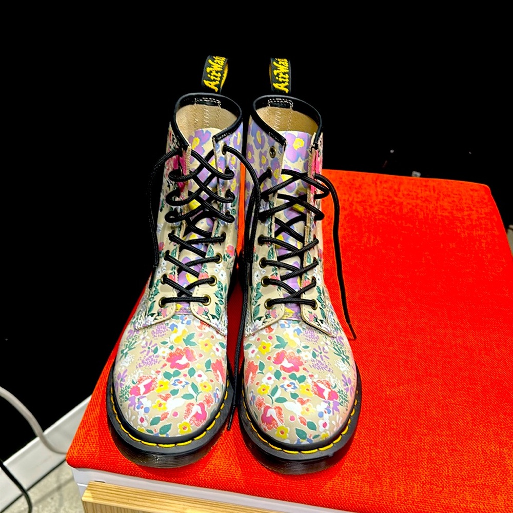 Dr martens floral combat boots